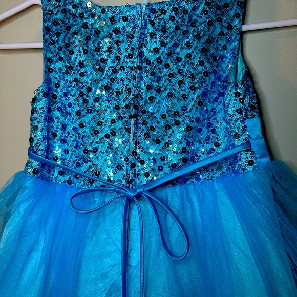 Blue Sequin Kids Dress - Picture 5 of 6